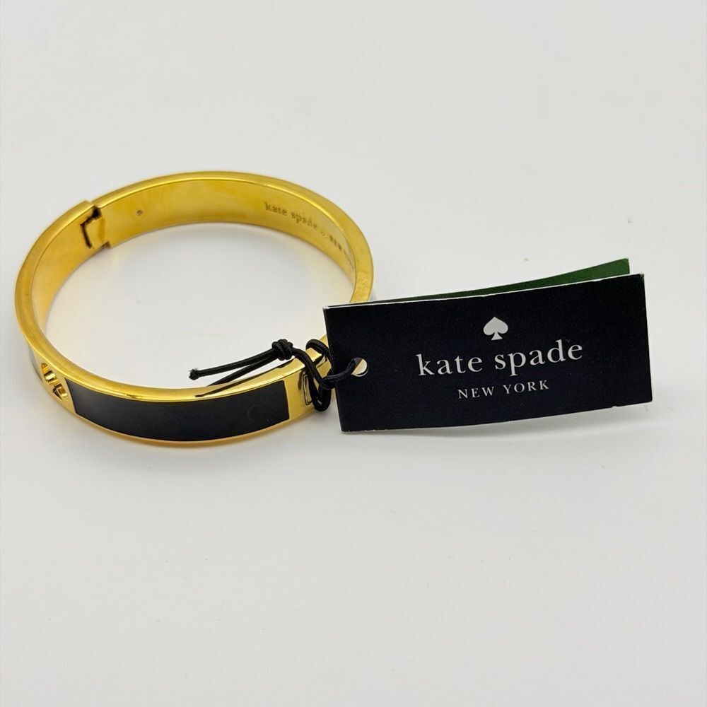 NWT Kate Spade Hole Punch Spad Gold Black  Bracelet - Picture 7 of 12
